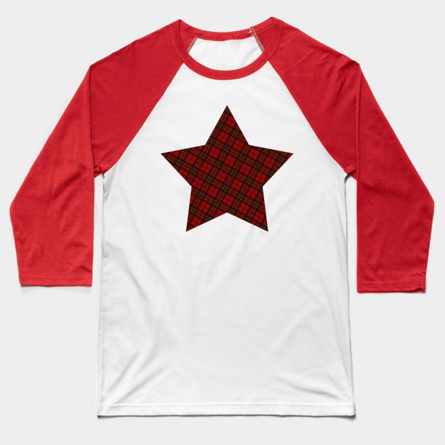 Cool Red Christmas tartan Star Baseball T-Shirt by PLdesign